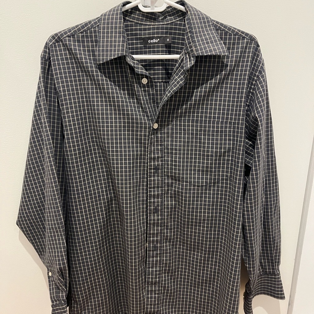 Celio gray and yellow Checkered Shirt used